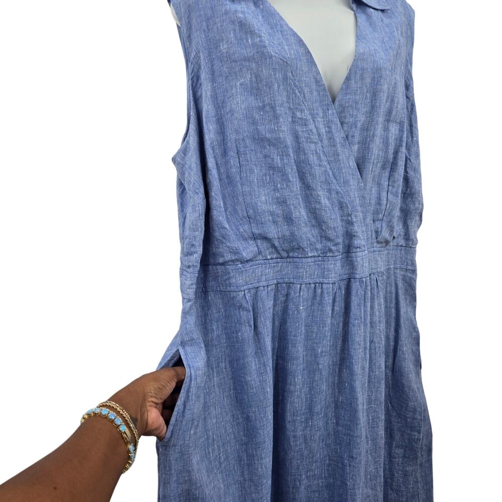 Talbots Coastal Quiet Luxury Timeless Lagenlook Old Money Linen Midi Dress 16W - Picture 4 of 12
